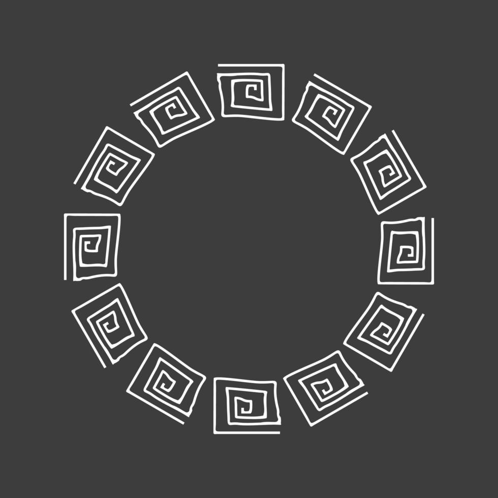 Meander greek ornament round frame. Border architecture Greece. Antique pattern. vector