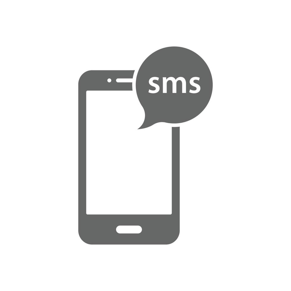 eps10 gris vector smartphone correo electrónico o sms icono abstracto o logotipo aislado sobre fondo blanco. símbolo de correo móvil en un estilo moderno y plano simple para el diseño de su sitio web y aplicación móvil