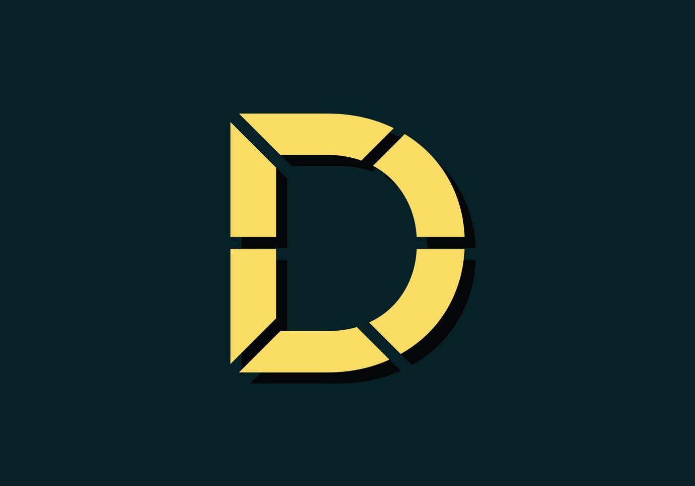 elemento de plantilla de diseño de icono de logotipo de monograma de letra d eps10 con sombra aislada sobre fondo oscuro vector