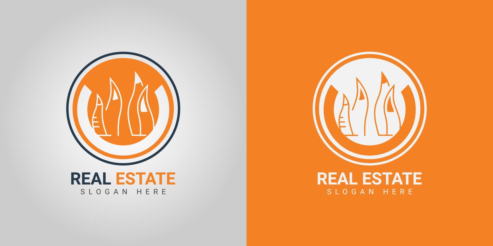 C letter real estate logo design on colorful background vector