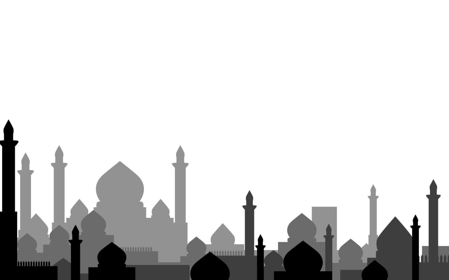 Mosque silhouette with copy space for islamic background. Middle east city landscape vector