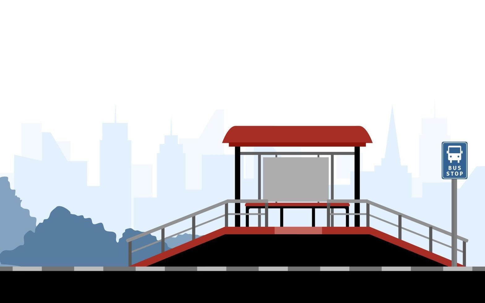 city empty bus stop flat design vector