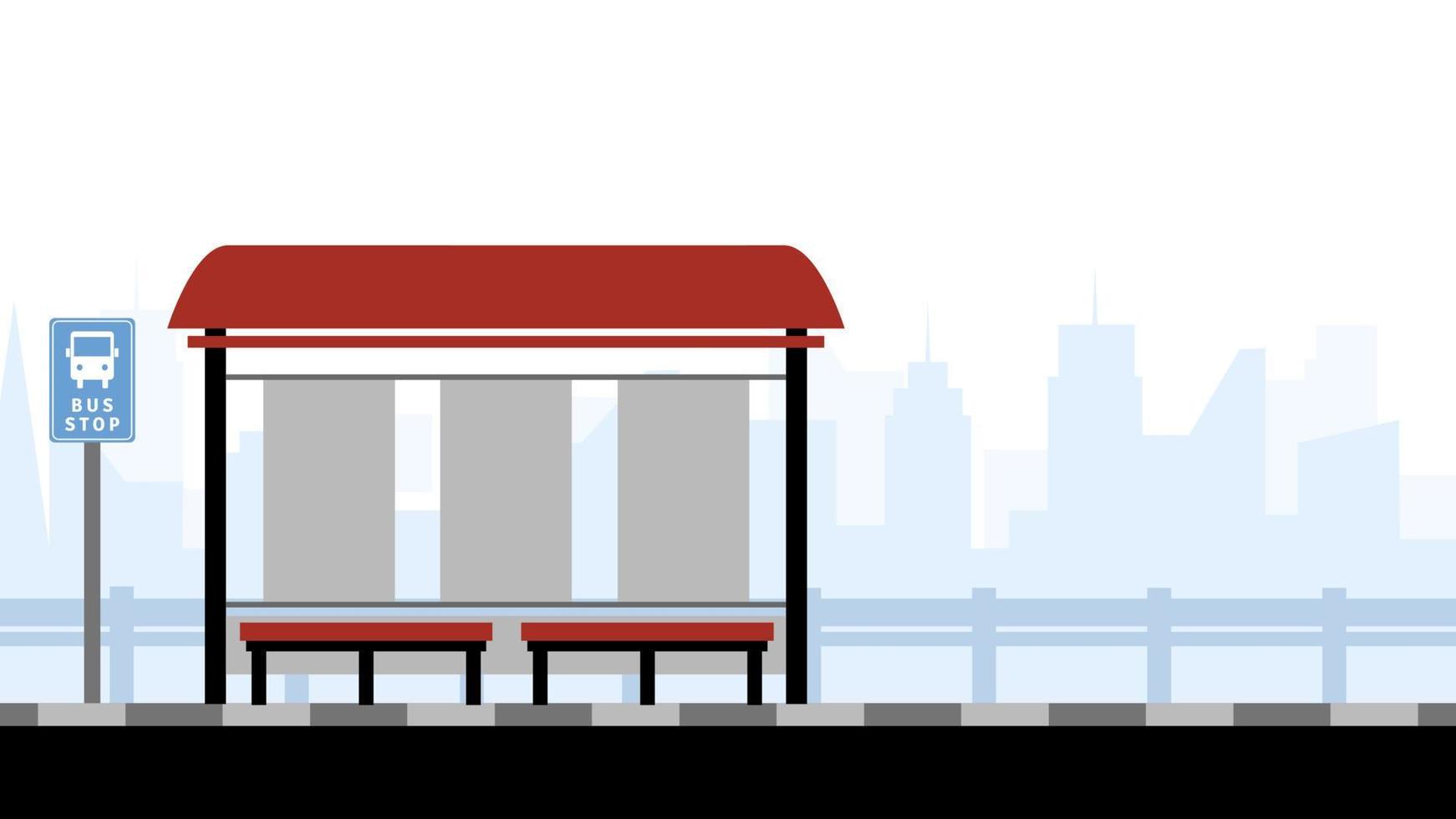 city empty bus stop flat design vector