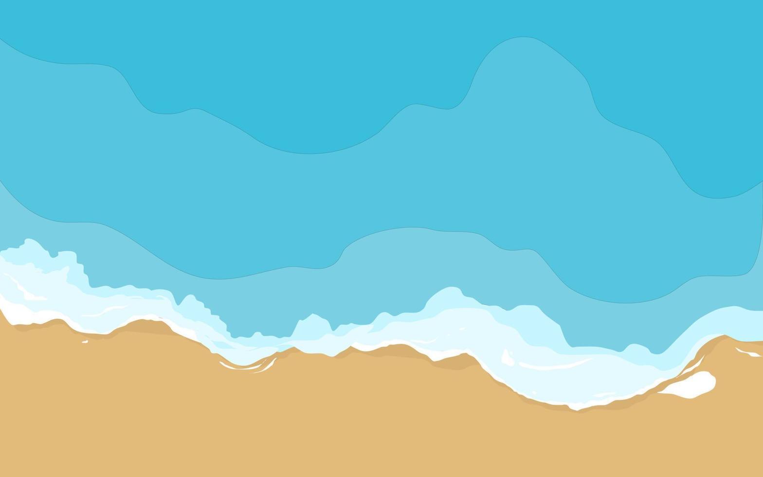 top view of blue sea with small waves and sandy beach vector