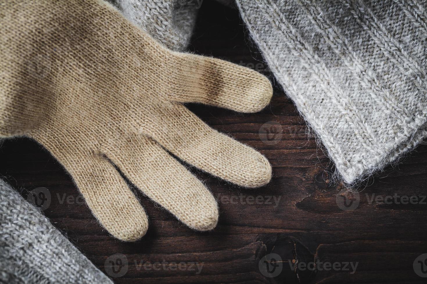 glove on wool sweater photo