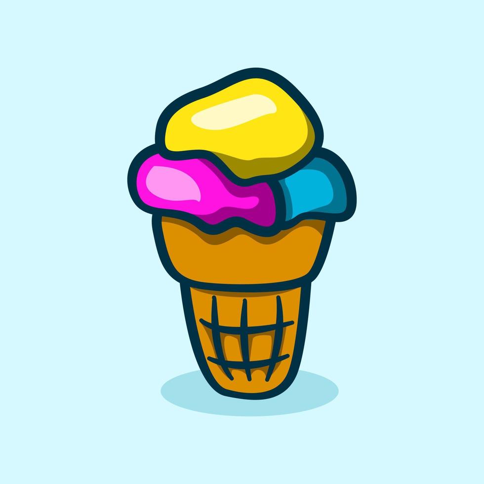 simple cartoon ice cream cone illustration vector