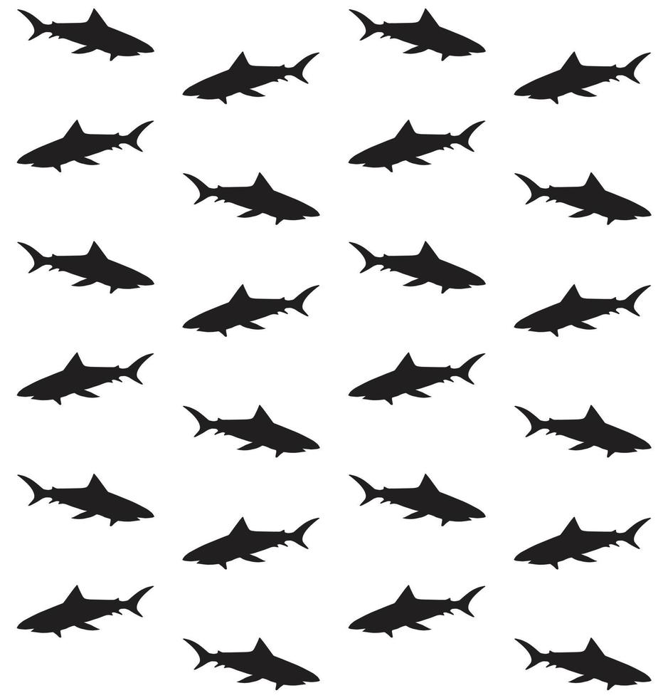 Vector seamless pattern of shark silhouette