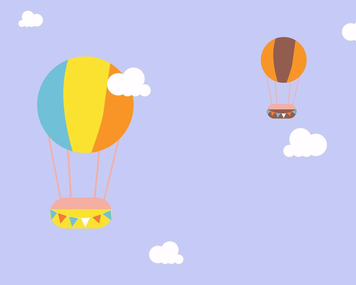 hay coloridos globos en el cielo. estilo de vector de dibujos animados para su diseño.