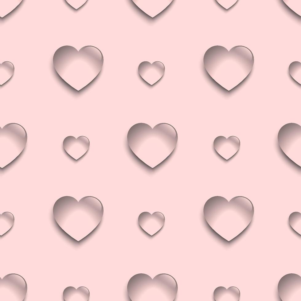 Transparent heart drops on the pink background. Valentine's day seamless pattern. Graphic design. Vector illustration.