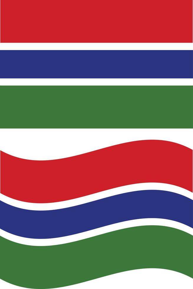 ondeando la bandera de Gambia. bandera de Gambia sobre fondo blanco. estilo plano vector