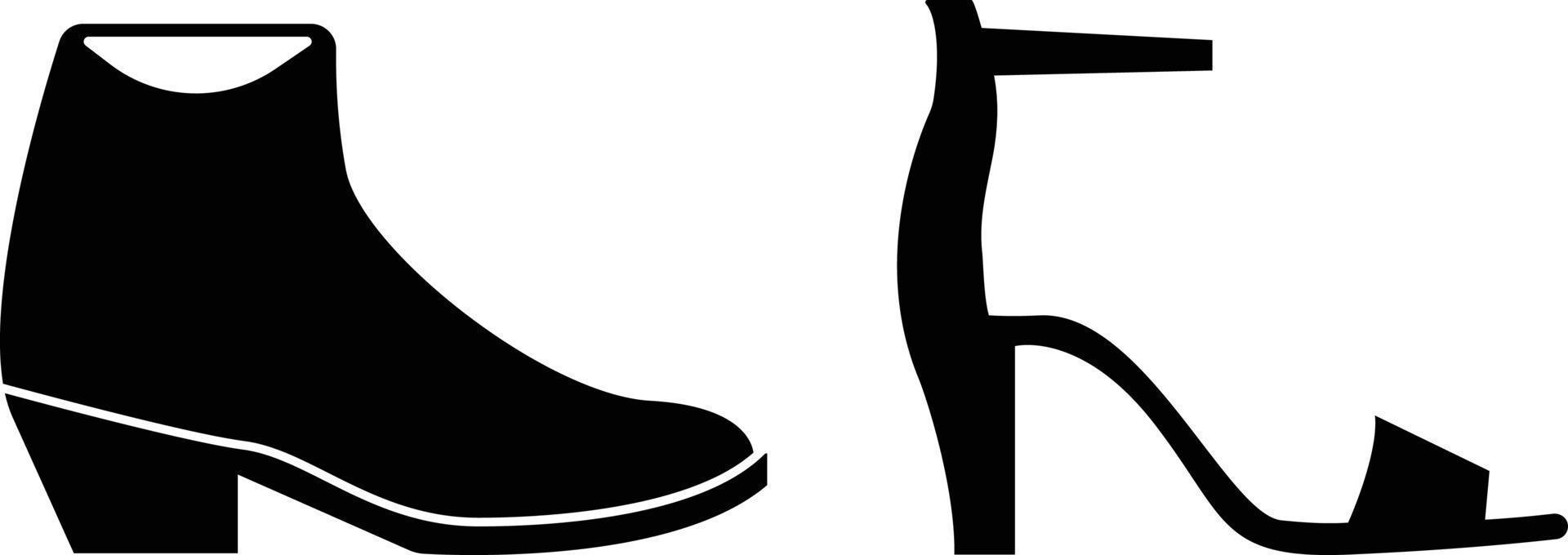 ilustración de icono de bota y zapato de tacón alto de dos mujeres vector