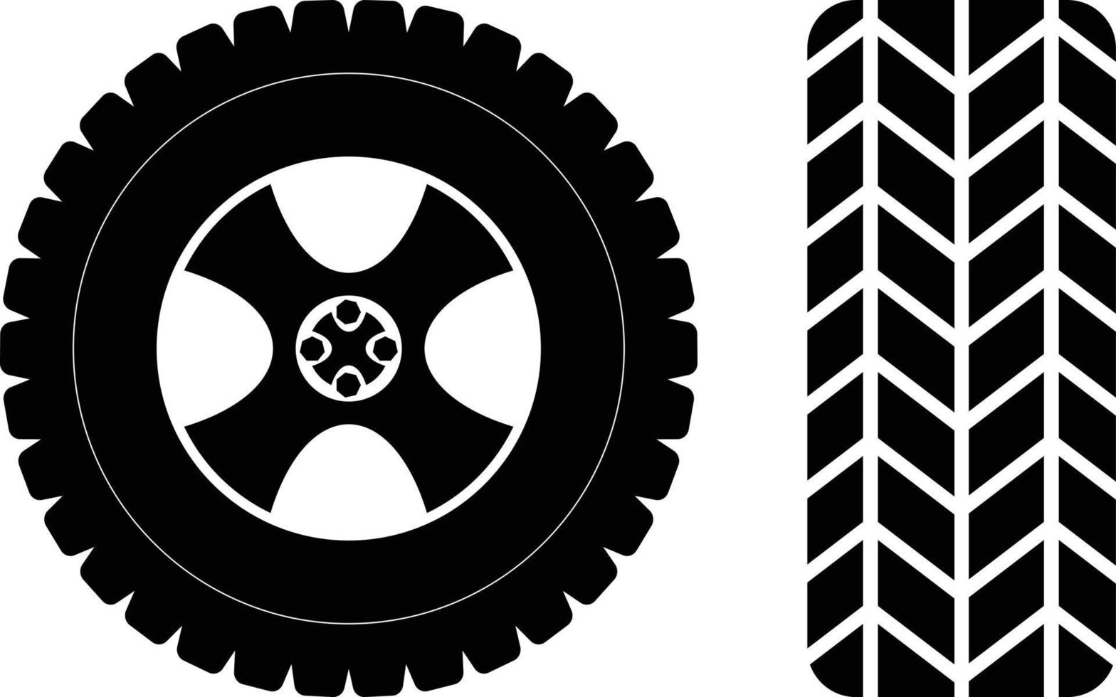 Front and Side View Car Tire Icon Illustration vector