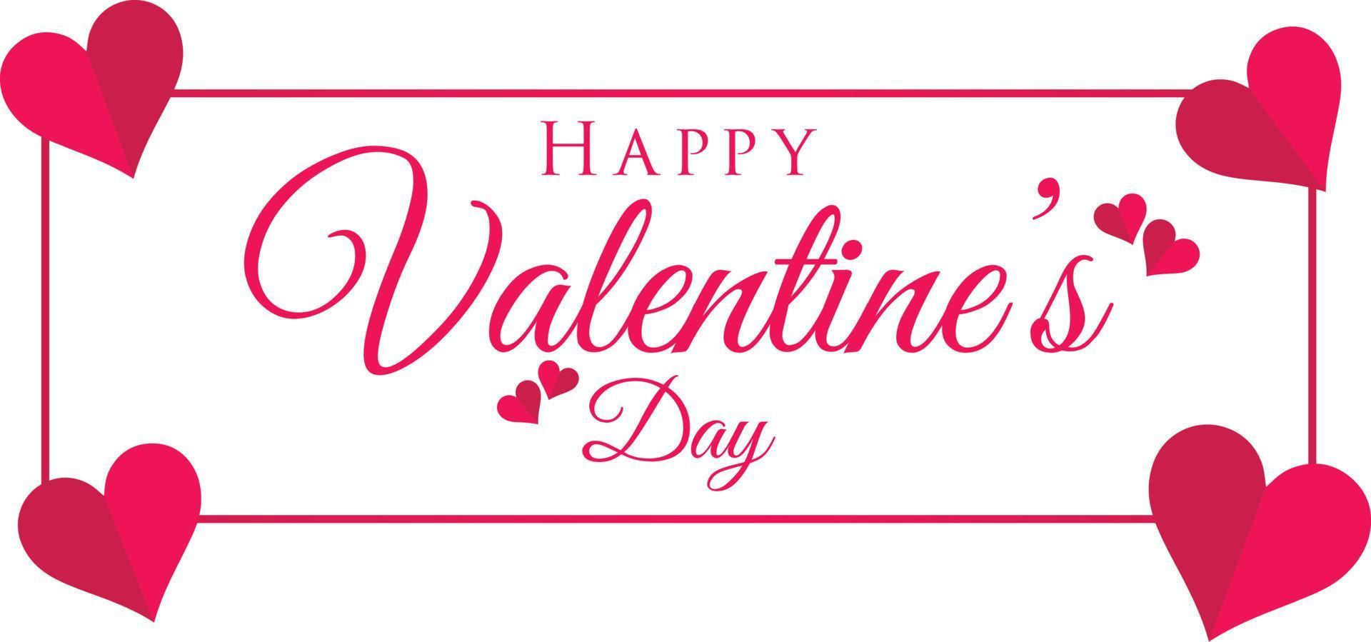 Happy Valentines Day Text with Cutout Paper Heart Shapes. vector