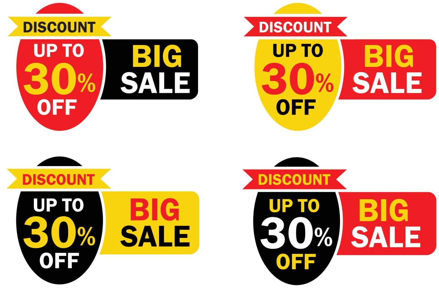 30 percent discount tag vector, offer tag, special offer vector, big sale, mega sale, Big sale discount offer, super sale vector tag, 30, 25, 40, 45 percent special discount offer label free vector