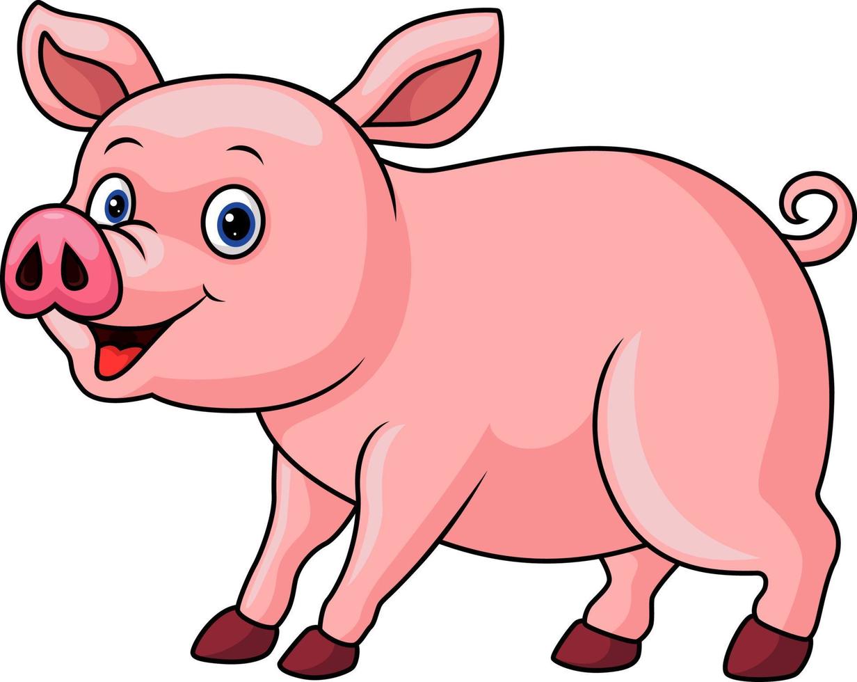 Cute pig cartoon on white background vector