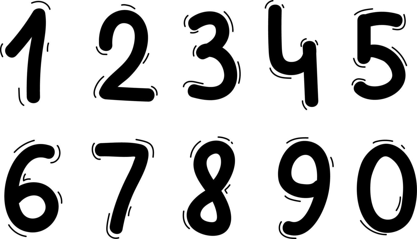 Numbers hand drawn vector