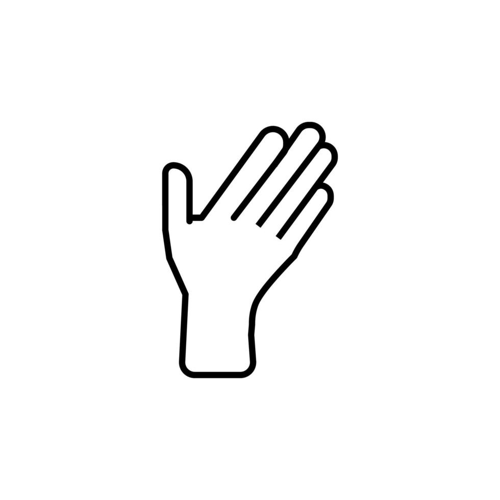 Waving Hand Isolated Line Icon. Editable stroke. Vector sign for adverts, stores, shops, articles, UI, apps, sites. Minimalistic sign drawn with black line