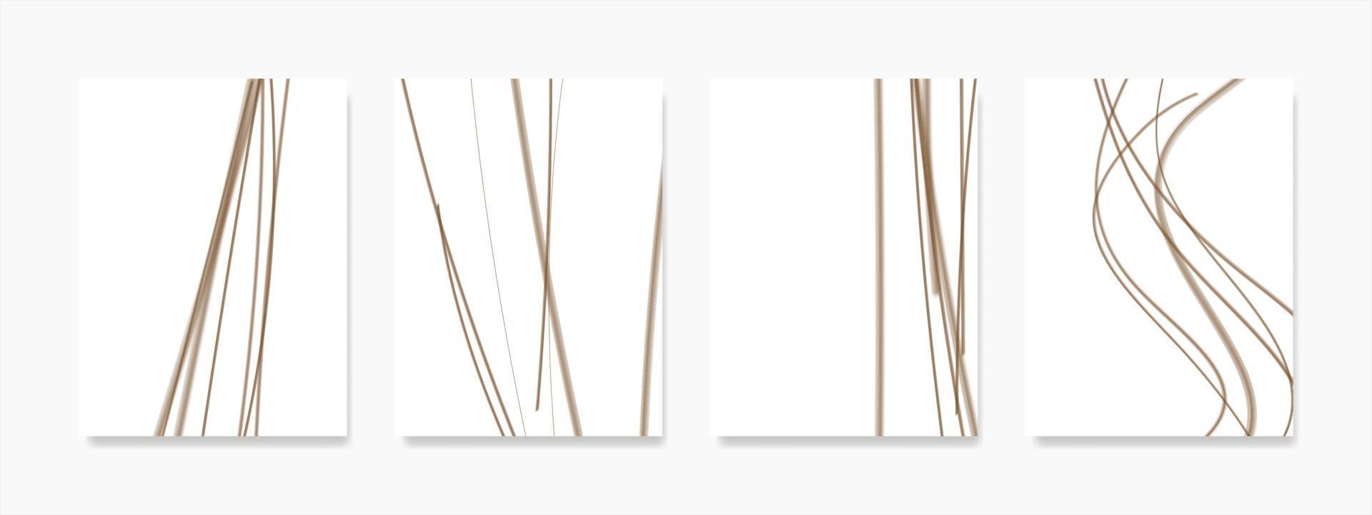 Abstract digital wall art set. Minimalist wall decoration design with flowing artistic lines. Digital painting for wall hangings, interiors, prints, covers, posters, and related about decor. vector