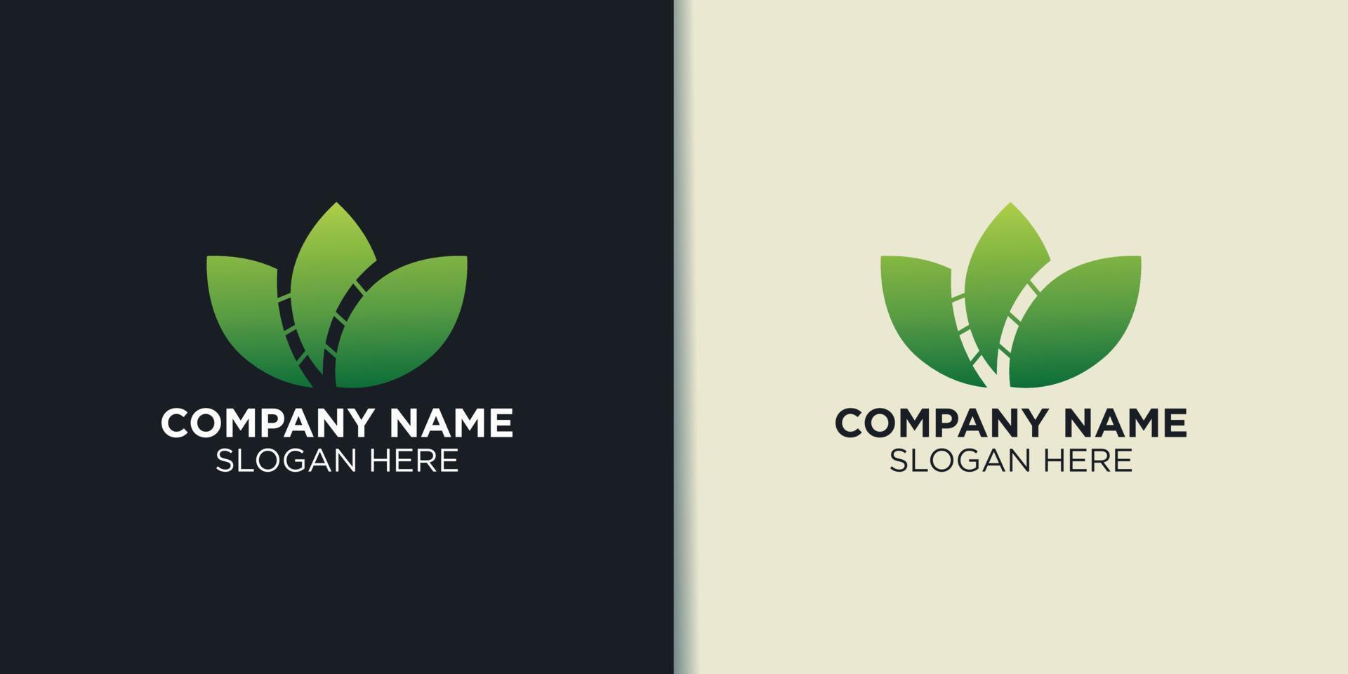 vector de logotipo de loto y bambú, inspiración de logotipo de naturaleza