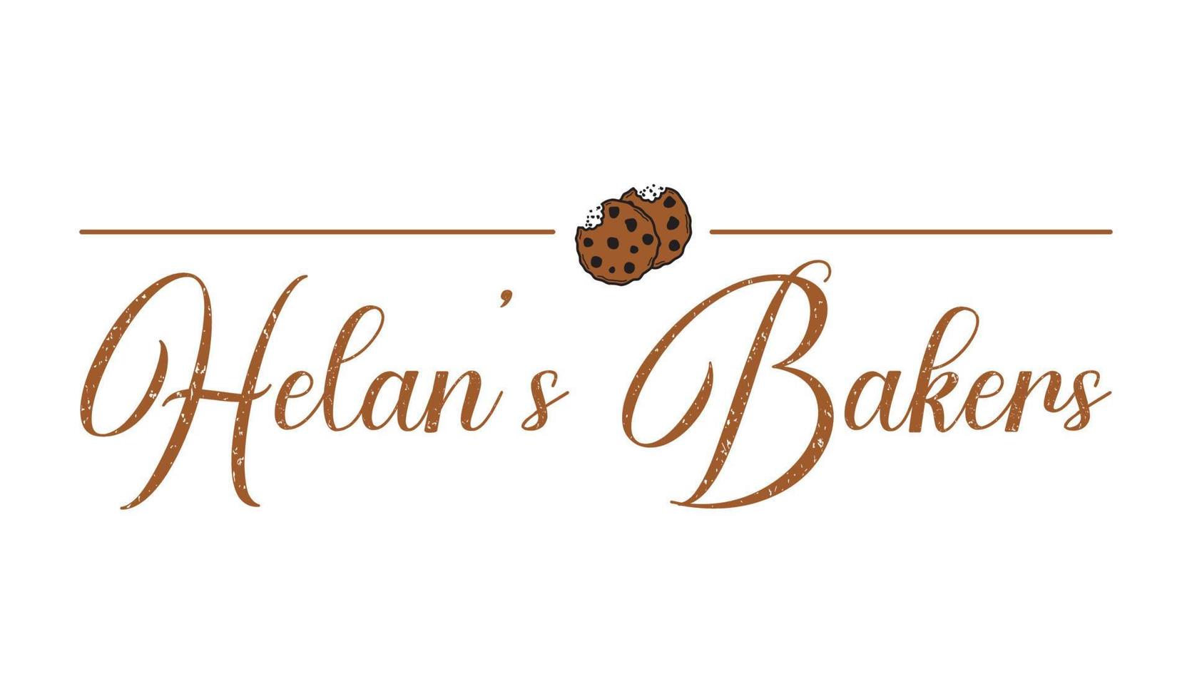 Bakerylogo in flat style, Simple bakery logo design with cookies vector