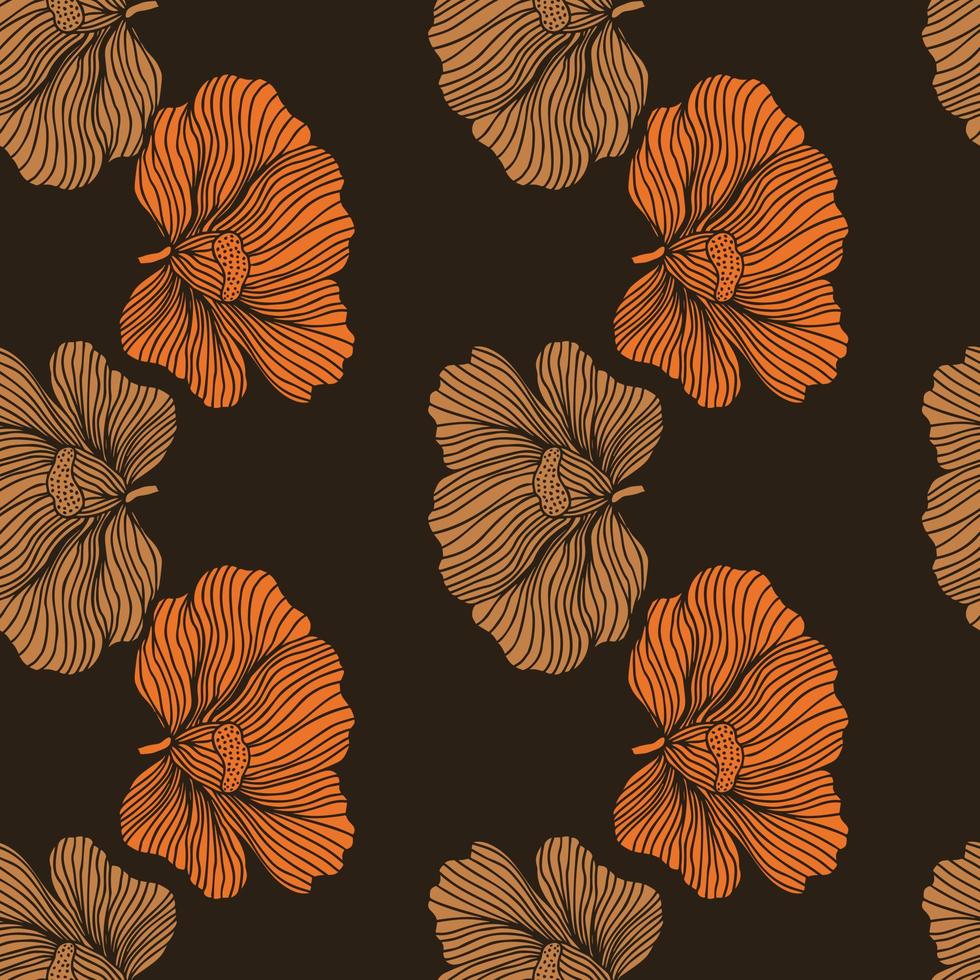 patrón sin costuras con flores de hibisco. fondo floral de época. vector