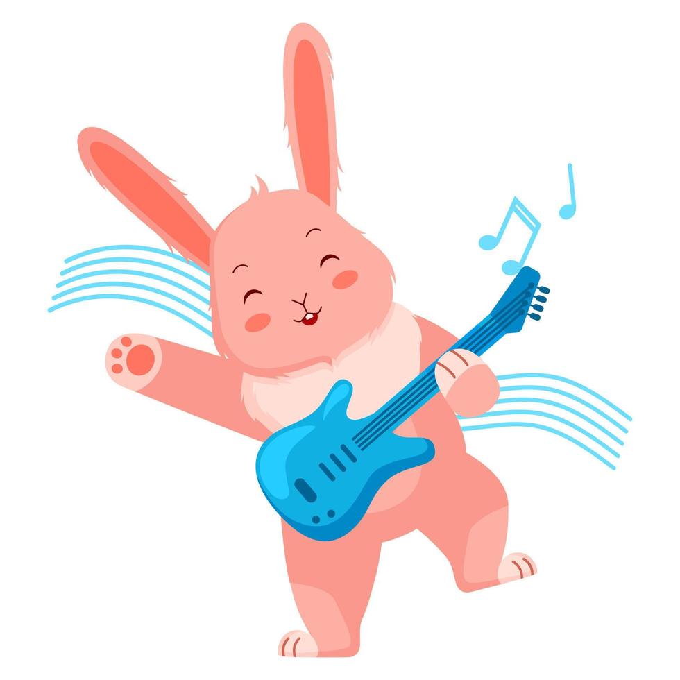 conejo tocando la guitarra. vector