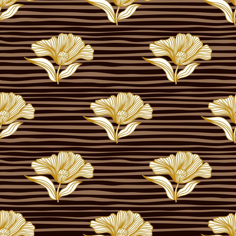 Beautiful flower line seamless pattern ornament. Floral vintage outline endless background. Retro style. vector