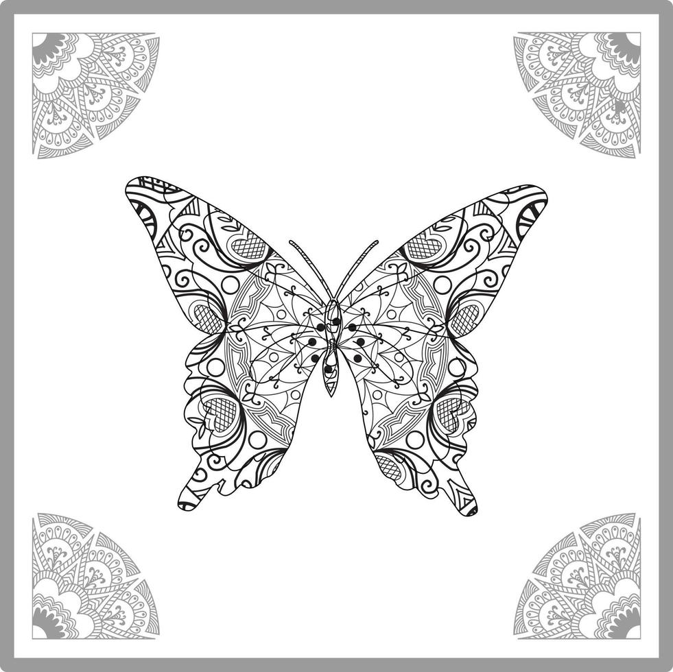 mariposa. mándala de flores. elementos decorativos antiguos con mandalas. patrón oriental, ilustración vectorial. motivos islámicos, árabes, indios, turcos, paquistaníes, chinos y otomanos vector