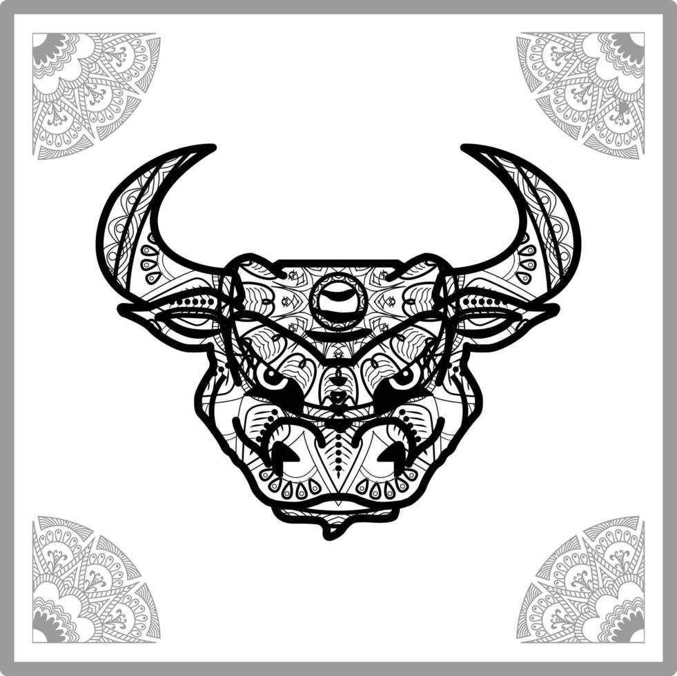 toro. mándala de flores. elementos decorativos antiguos con mandalas. patrón oriental, ilustración vectorial. motivos islámicos, árabes, indios, turcos, paquistaníes, chinos y otomanos vector