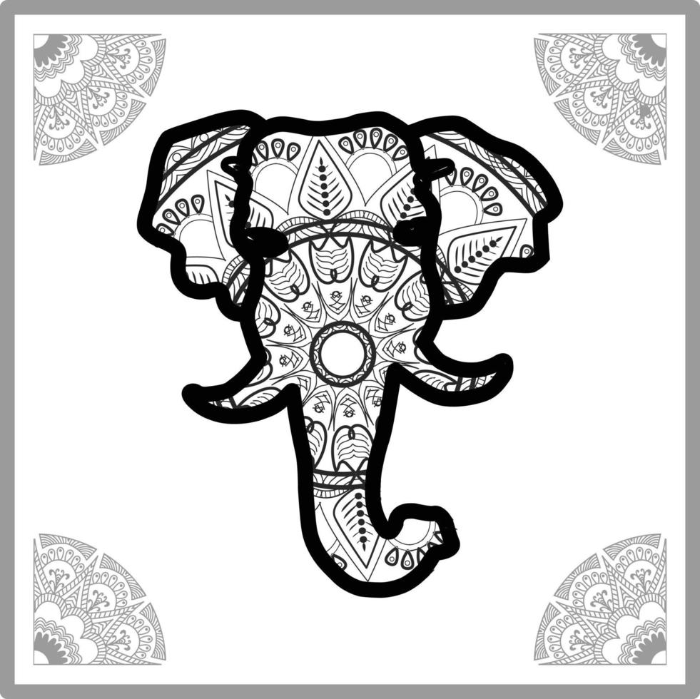 elefante. mándala de flores. elementos decorativos antiguos con mandalas. patrón oriental, ilustración vectorial. motivos islámicos, árabes, indios, turcos, paquistaníes, chinos y otomanos vector