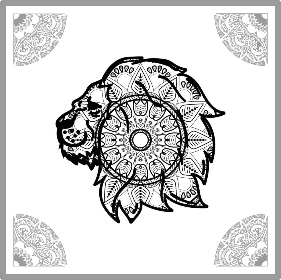 león. mándala de flores. elementos decorativos antiguos con mandalas. patrón oriental, ilustración vectorial. motivos islámicos, árabes, indios, turcos, paquistaníes, chinos y otomanos vector