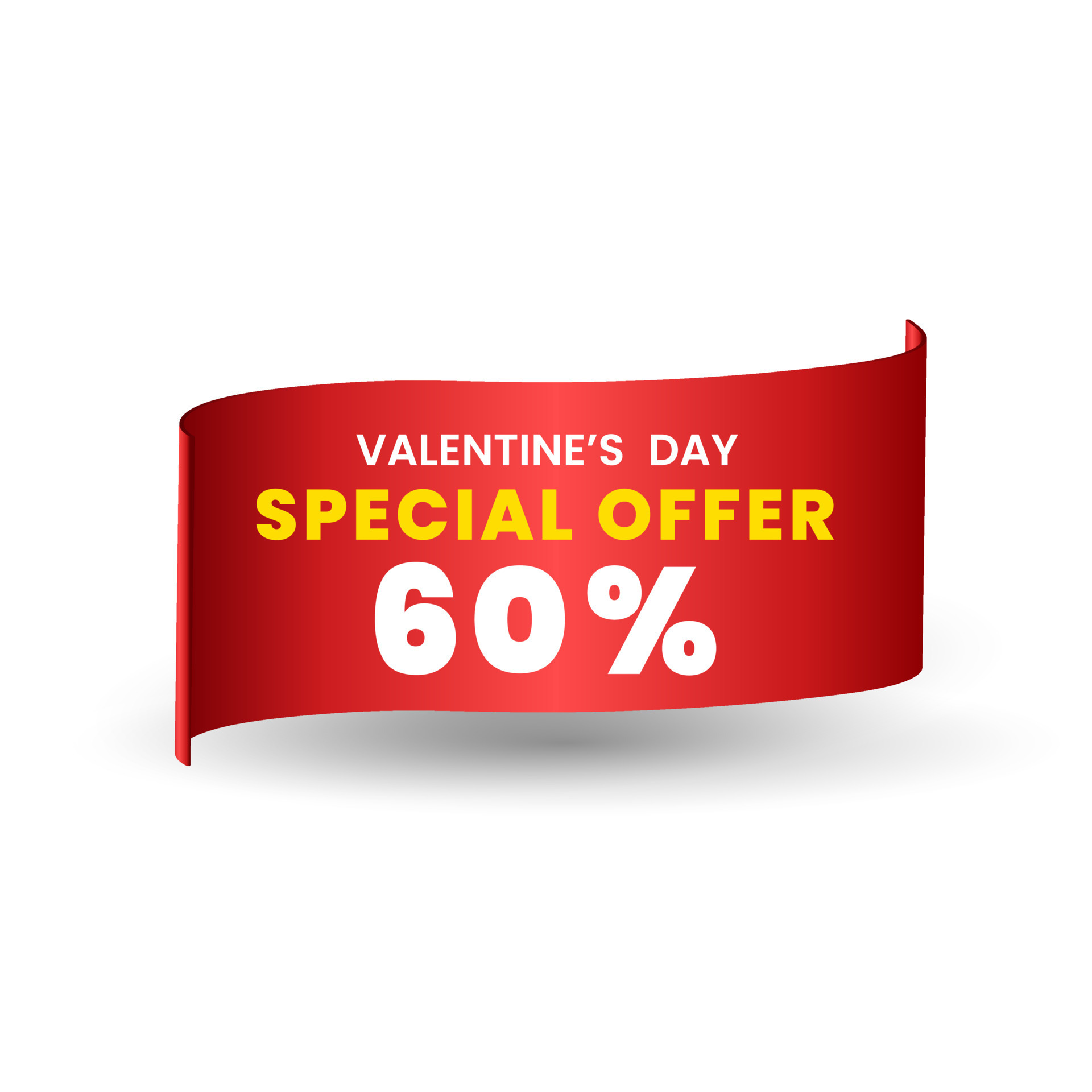 60 percent Special red offer banner design, Red ribbon for price tag
