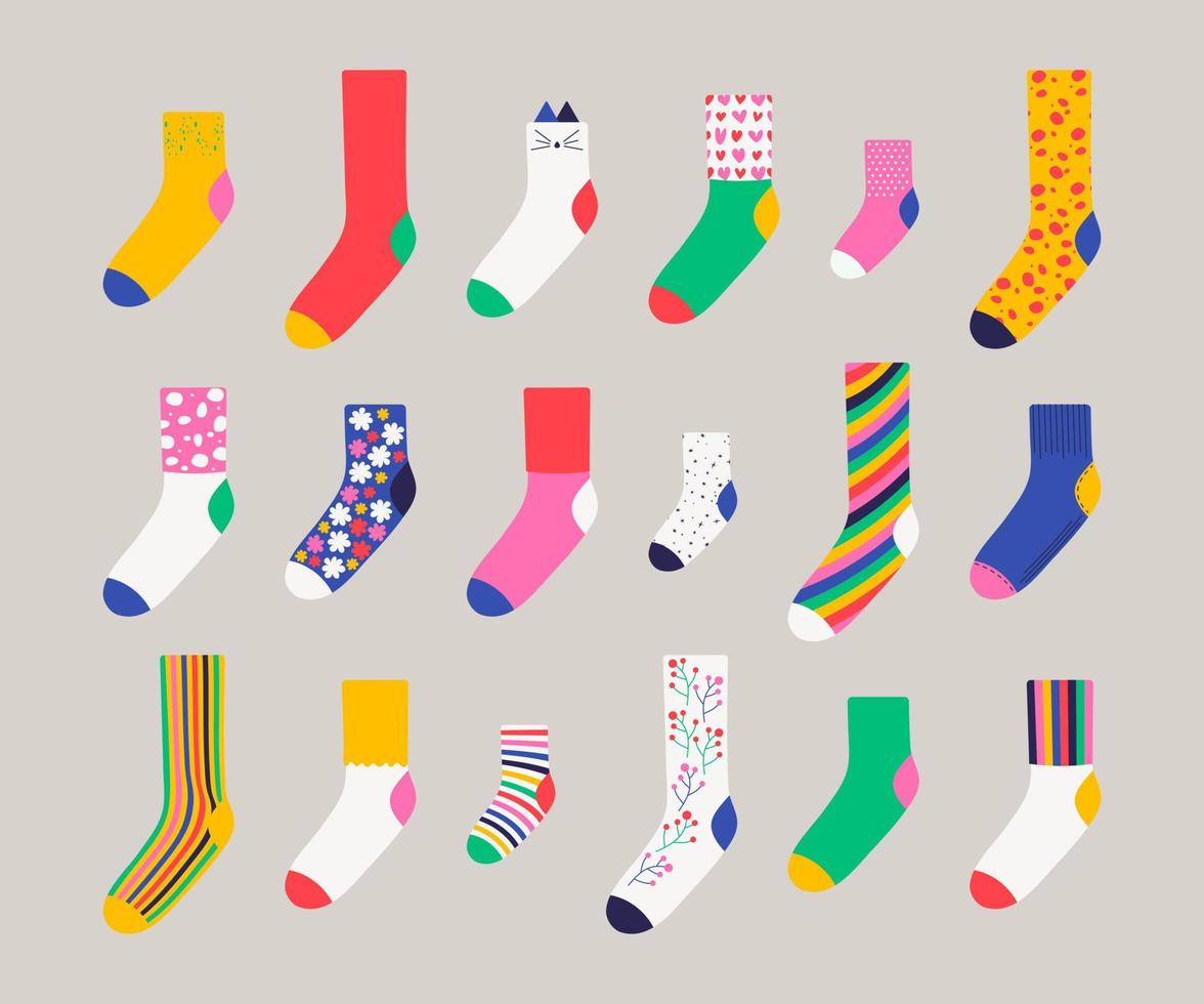 Set of colorful trendy socks vector illustration