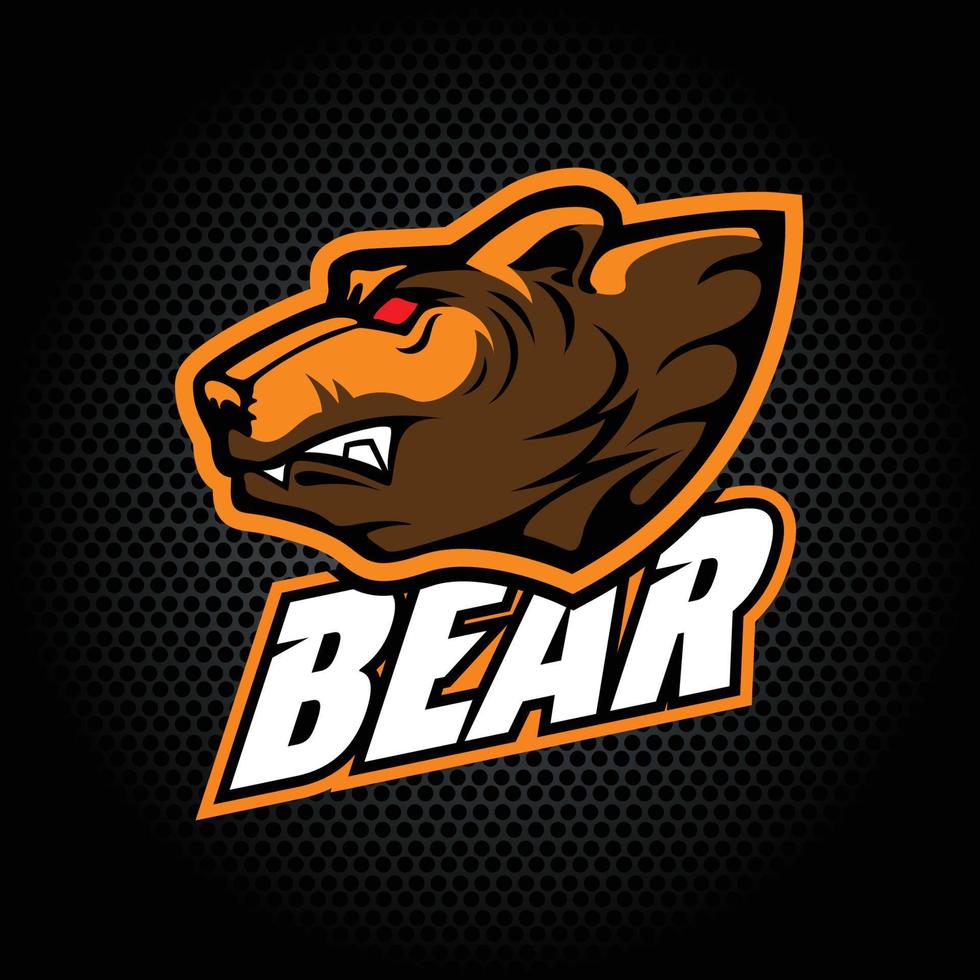 Head Bear from side. Can be used for club or team logo. Vector graphic.