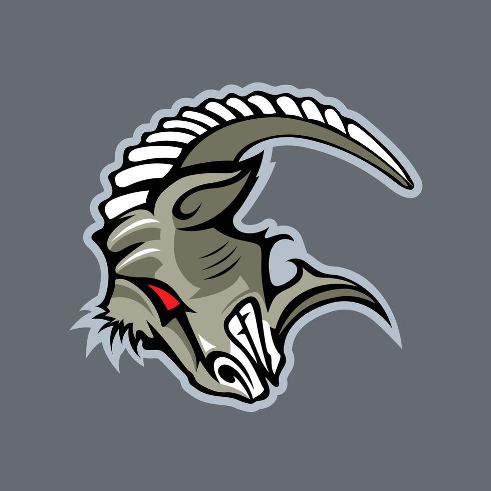 Angry Goat head. Cartoon style. EPS 10 Vector graphics.