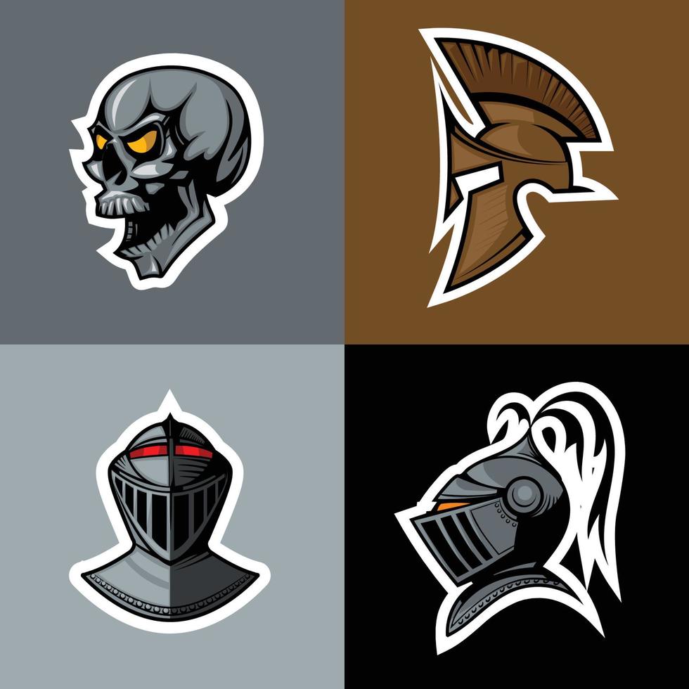 Skull and Knight Helm logo set. EPS 10 vector graphics.