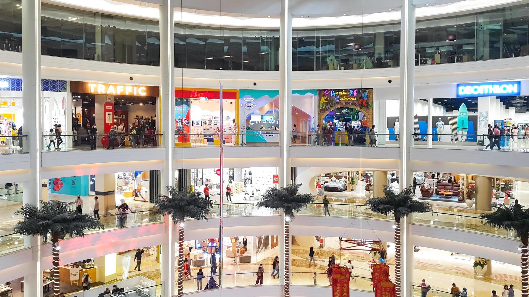 Jakarta, Indonesia, February 04, 2023 - Interior view of Kota Kasablanka Shopping Mall with crowds of people photo