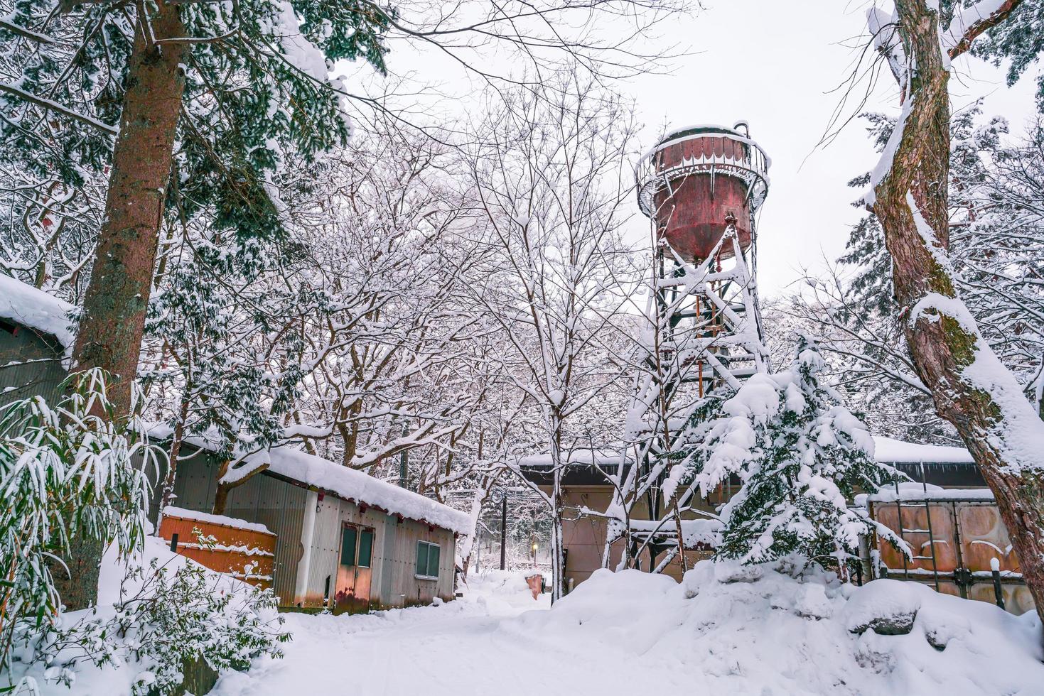 heavy snow  at Heike No Sato Village in Tochigi Prefecture, Nikko City, JAPAN photo