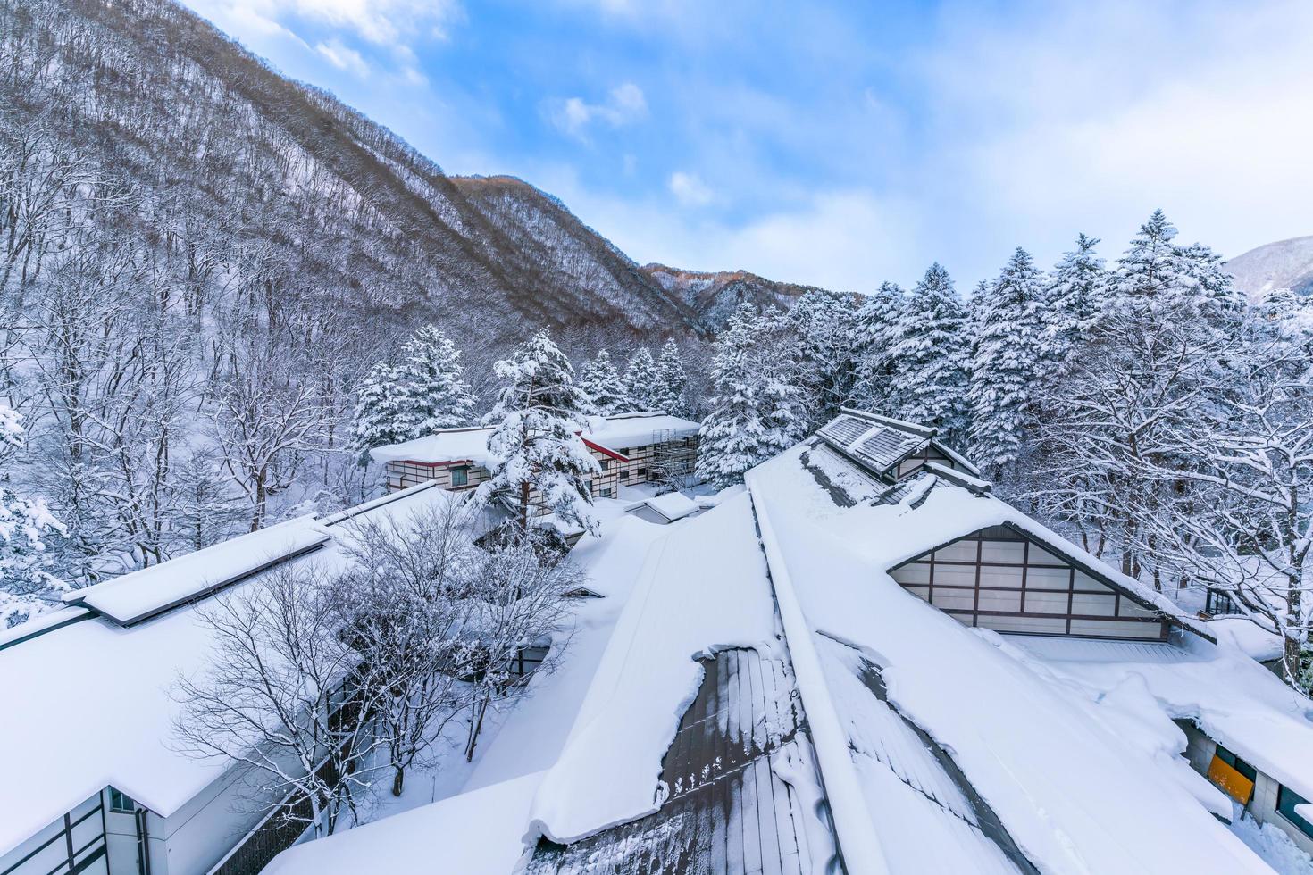 heavy snow  at Heike No Sato Village in Tochigi Prefecture, Nikko City, JAPAN photo