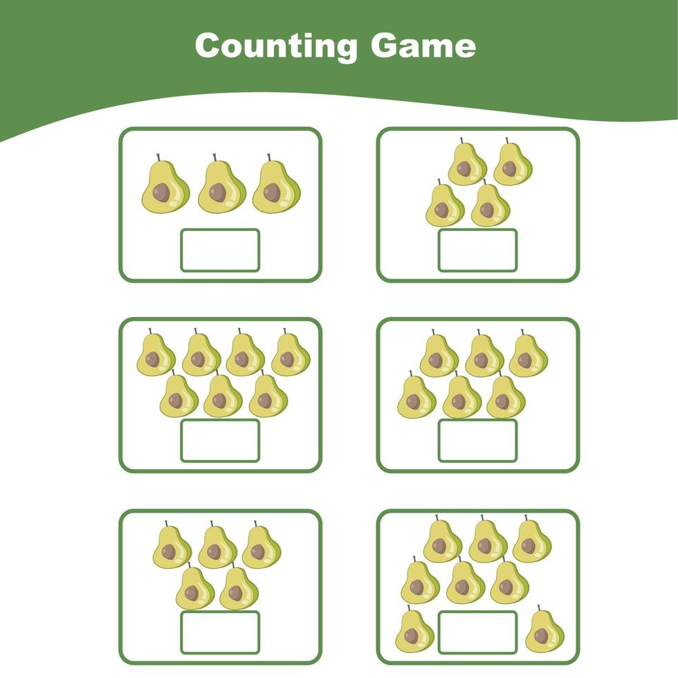 Counting worksheet for children. Count and write the answer. Mathematic worksheet. Vector illustration.