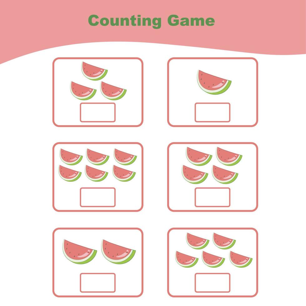 Counting worksheet for children. Count and write the answer. Mathematic worksheet. Vector illustration.