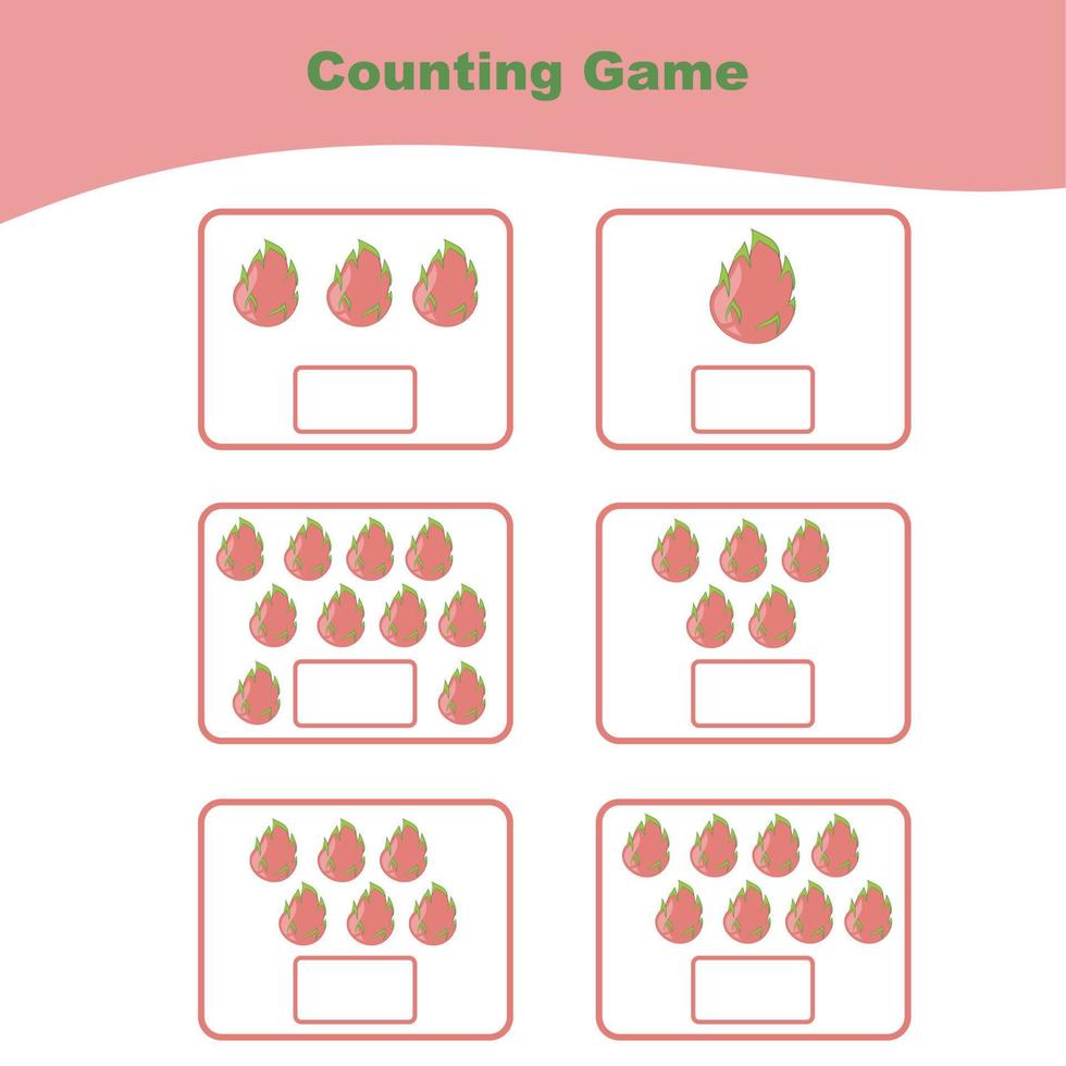 Counting worksheet for children. Count and write the answer. Mathematic worksheet. Vector illustration.