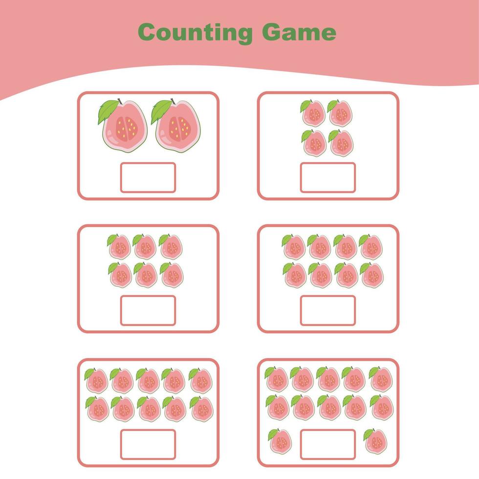 Counting worksheet for children. Count and write the answer. Mathematic worksheet. Vector illustration.