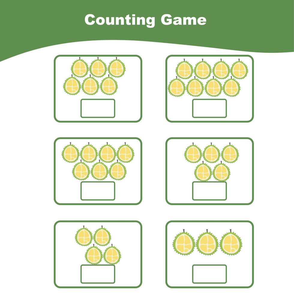 Counting worksheet for children. Count and write the answer. Mathematic worksheet. Vector illustration.