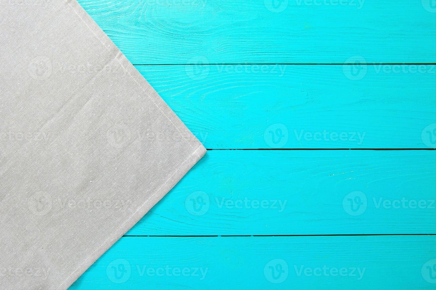 top view empty wooden table and tablecloth copy space photo
