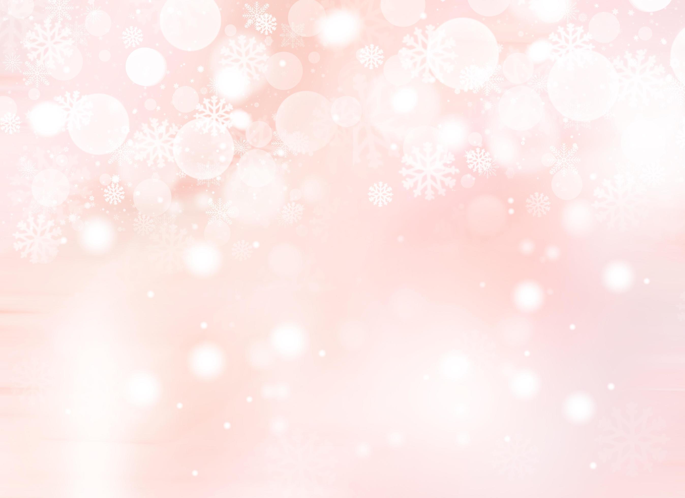 Pink abstract background. white light and snowflakes Christmas blurred