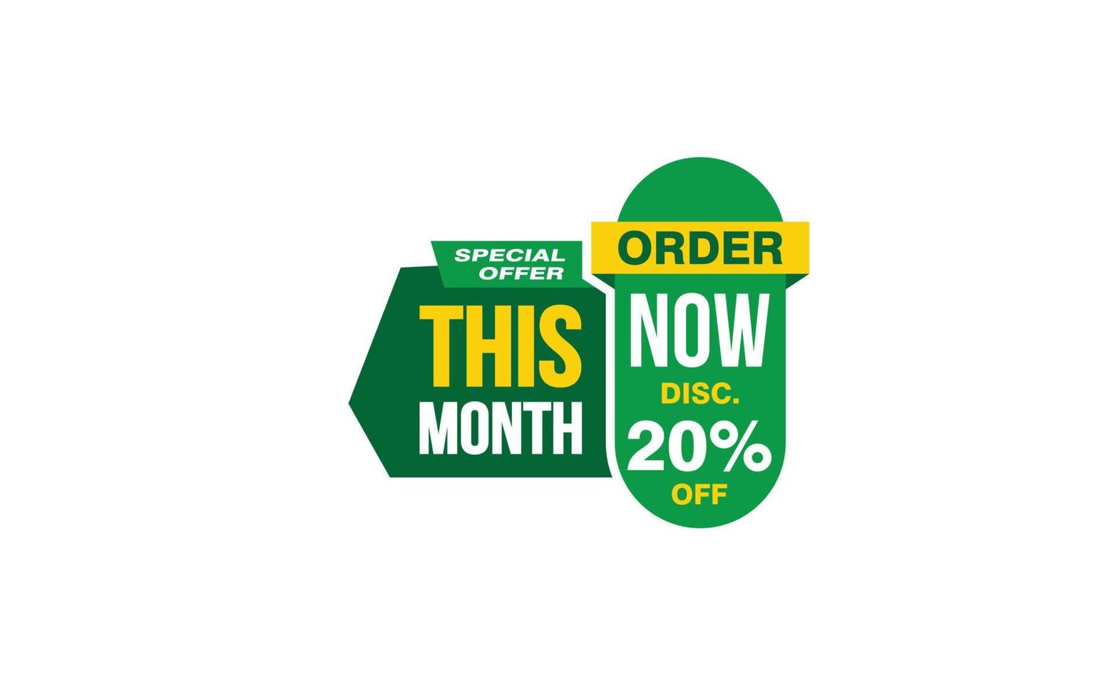 20 Percent THIS MONTH offer, clearance, promotion banner layout with sticker style. vector