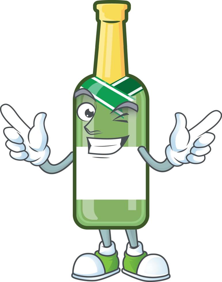dibujos animados de botella verde champán vector
