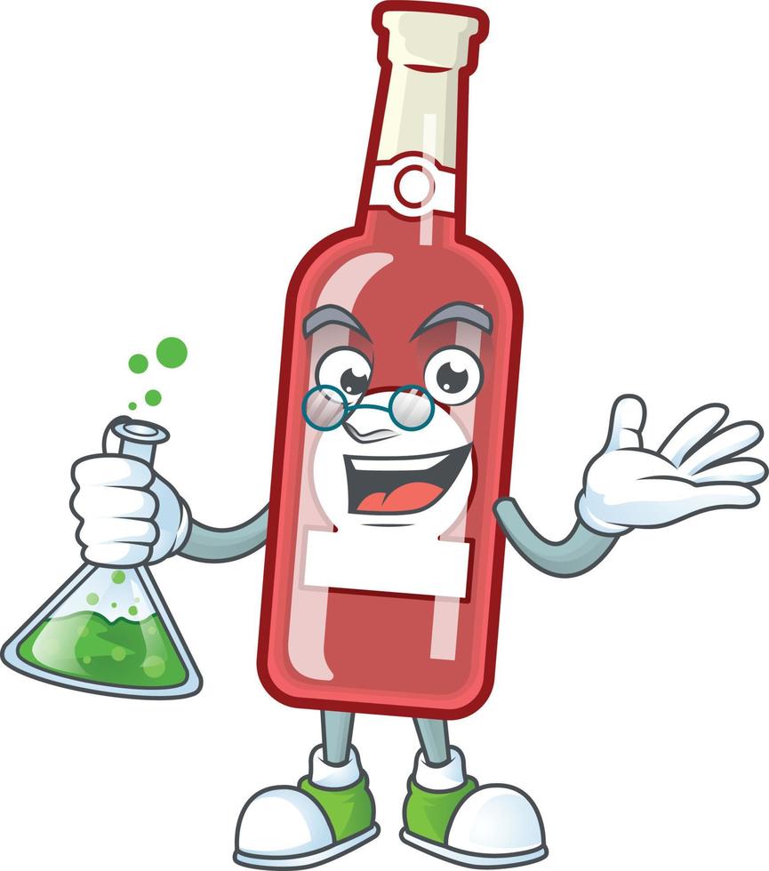 Cute champagne red bottle cartoon vector