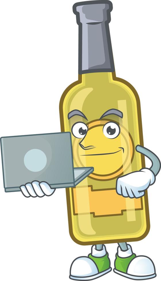 Champagne yellow bottle cartoon vector